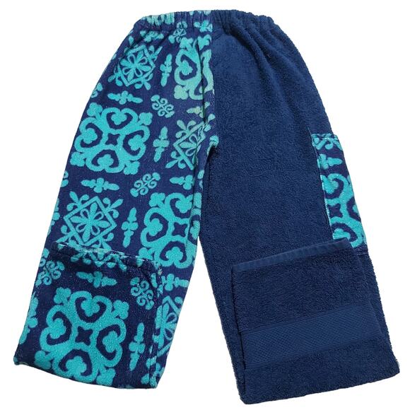 Kiki's Nation blue batik print cotton towelling beach pool pants - Picture 2 of 7